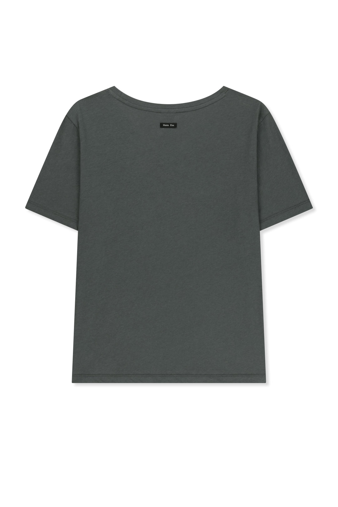 Matin Kim Label Point U Neck Top — Charcoal