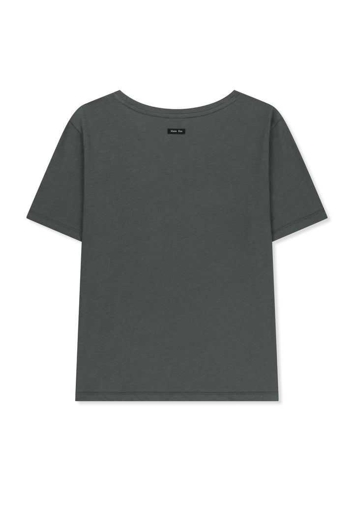 Matin Kim Label Point U Neck Top — Charcoal