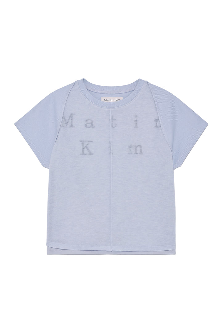 Matin Kim Pintuck Layered Slim Crop Top — Light Blue