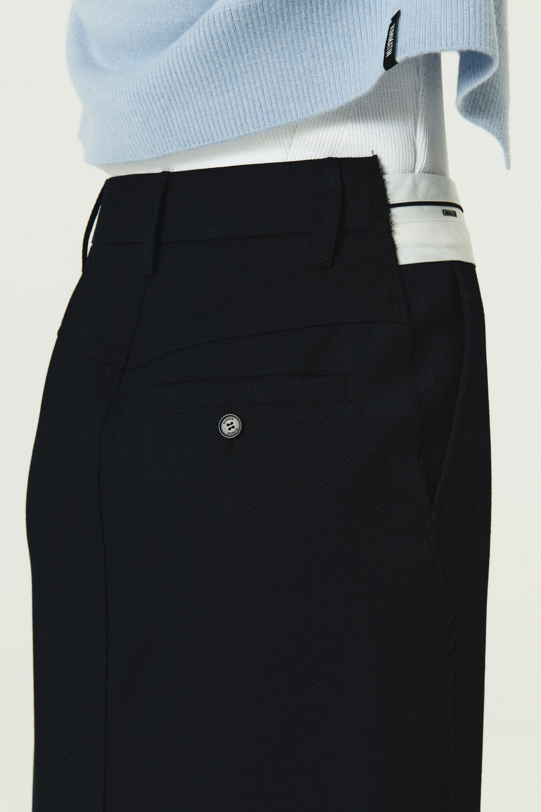 KIMMATIN Foldover Twill Wool Skirt — Navy blue