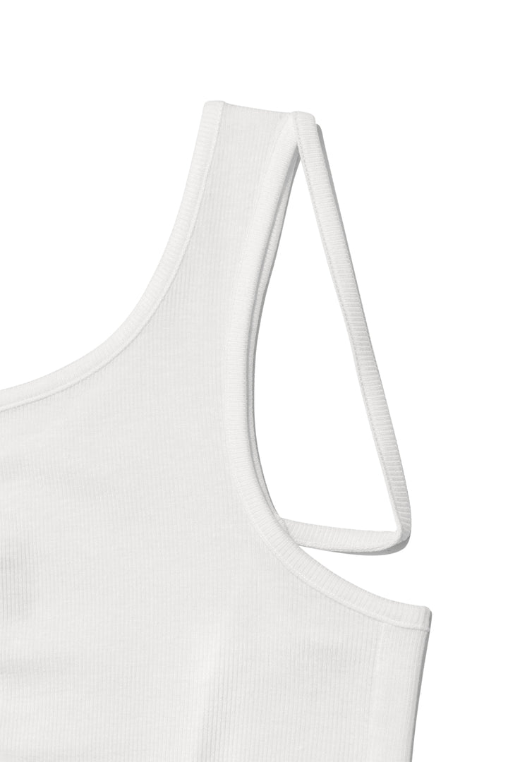 Matin Kim Unbalance Tuck Sleeveless Top — White
