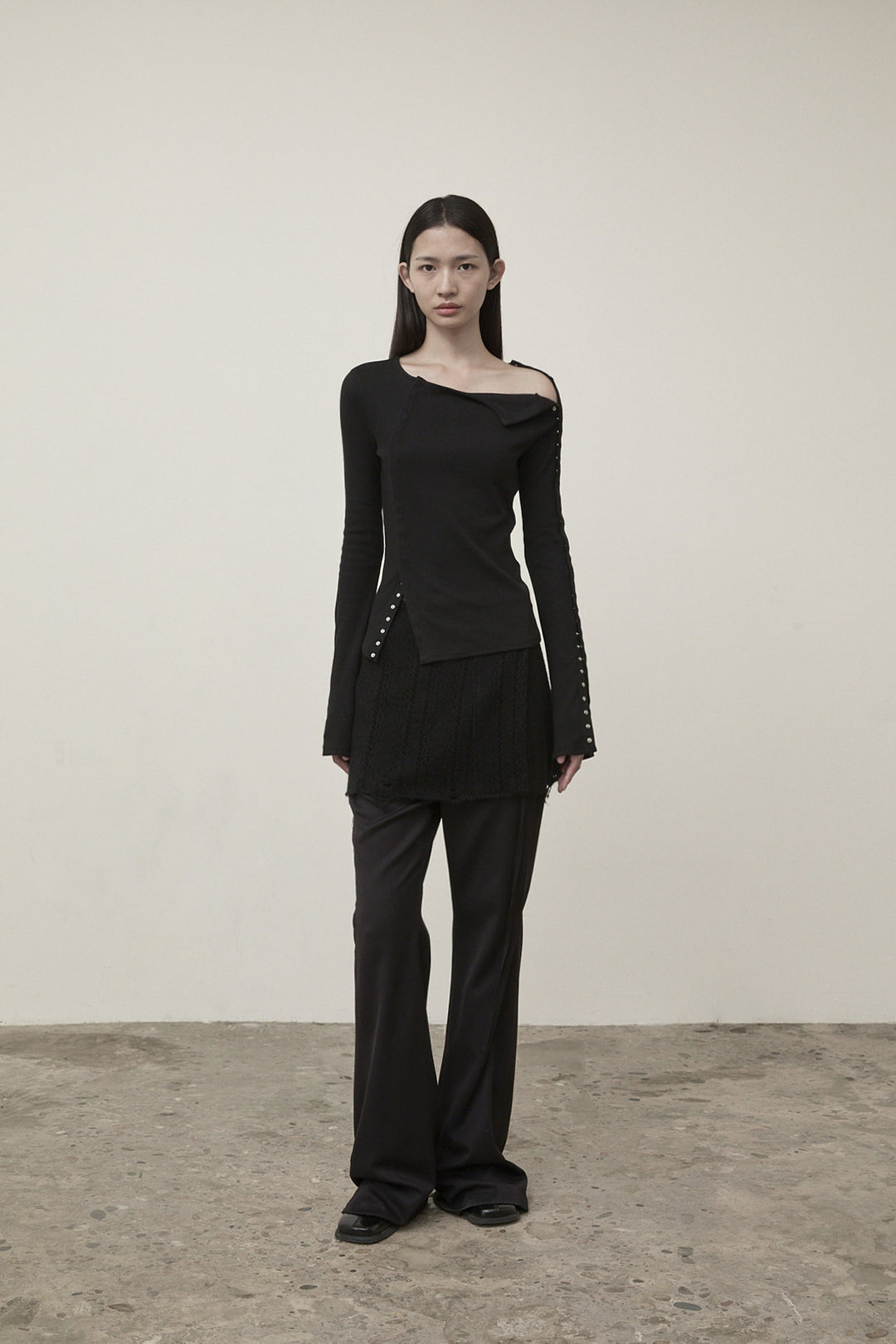 Matin Kim Snap Detail Slim Top — Black