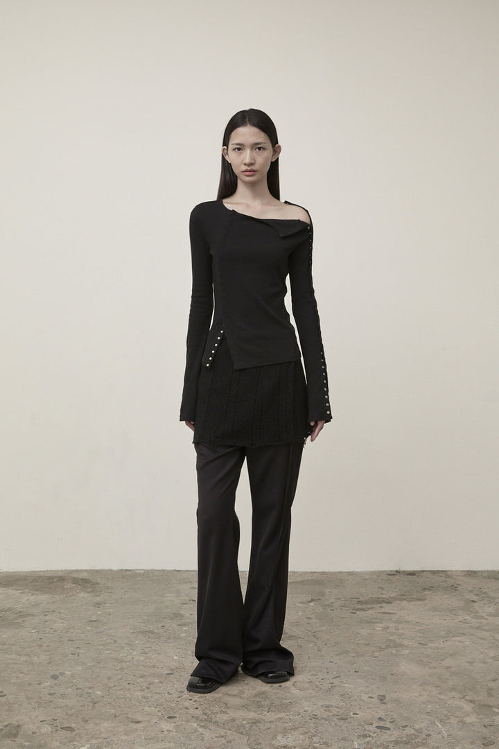 Matin Kim Snap Detail Slim Top — Black
