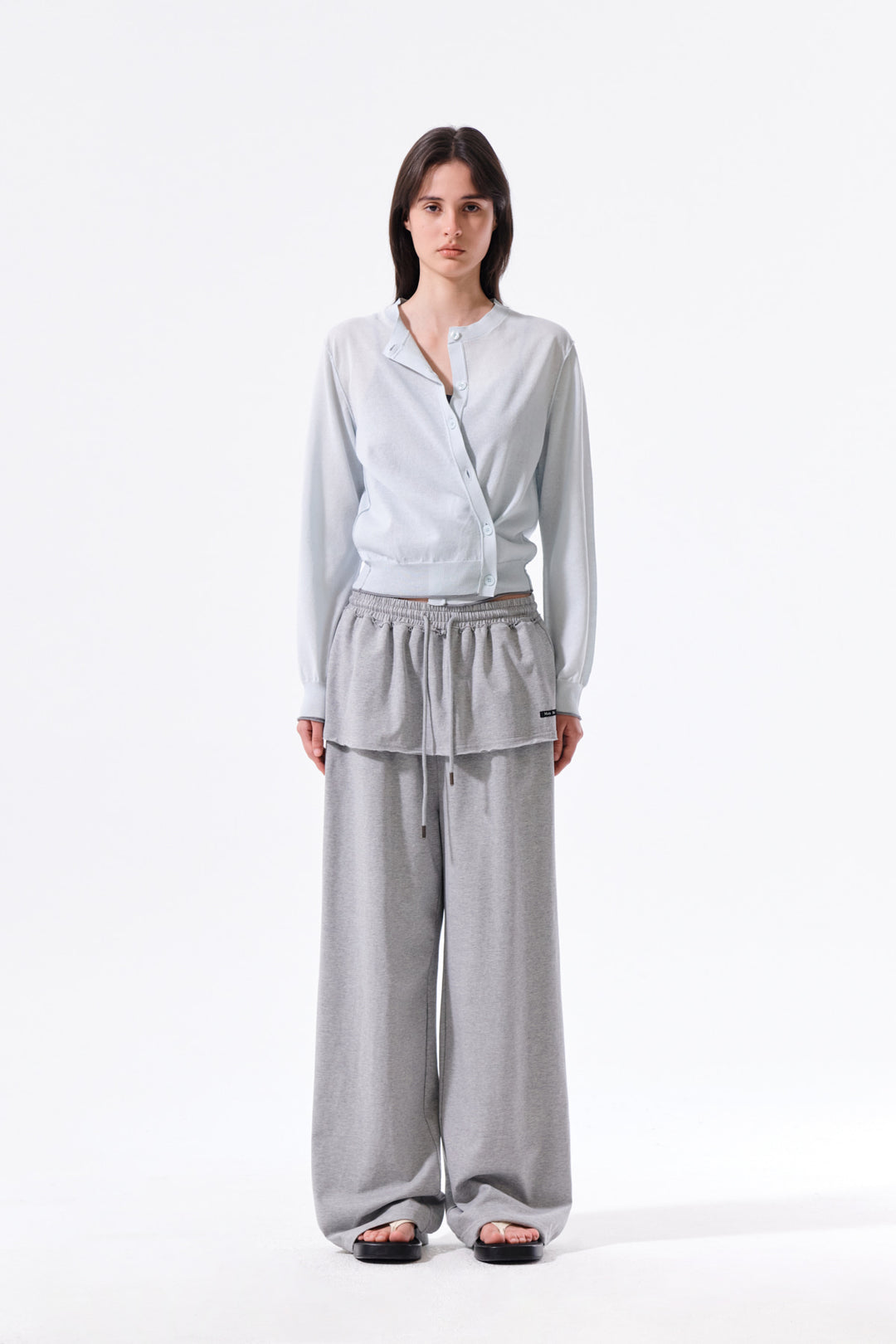 Matin Kim Layered Skirt Jersey Pants — Gray