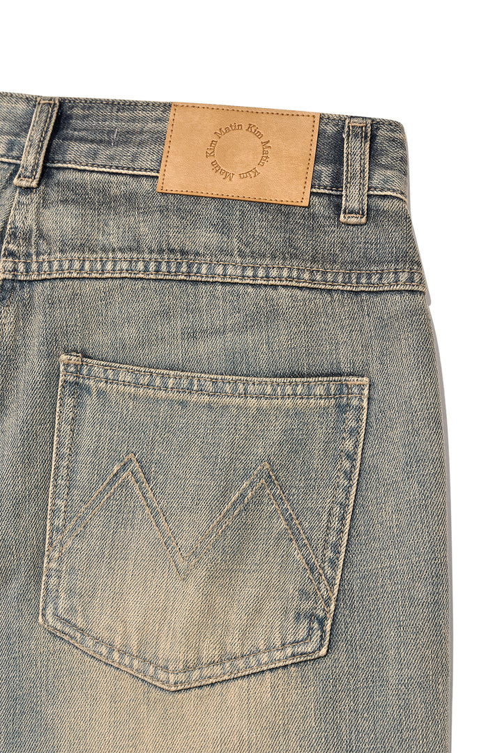 Matin Kim Out Pocket Washed Denim — Smoke — Blue