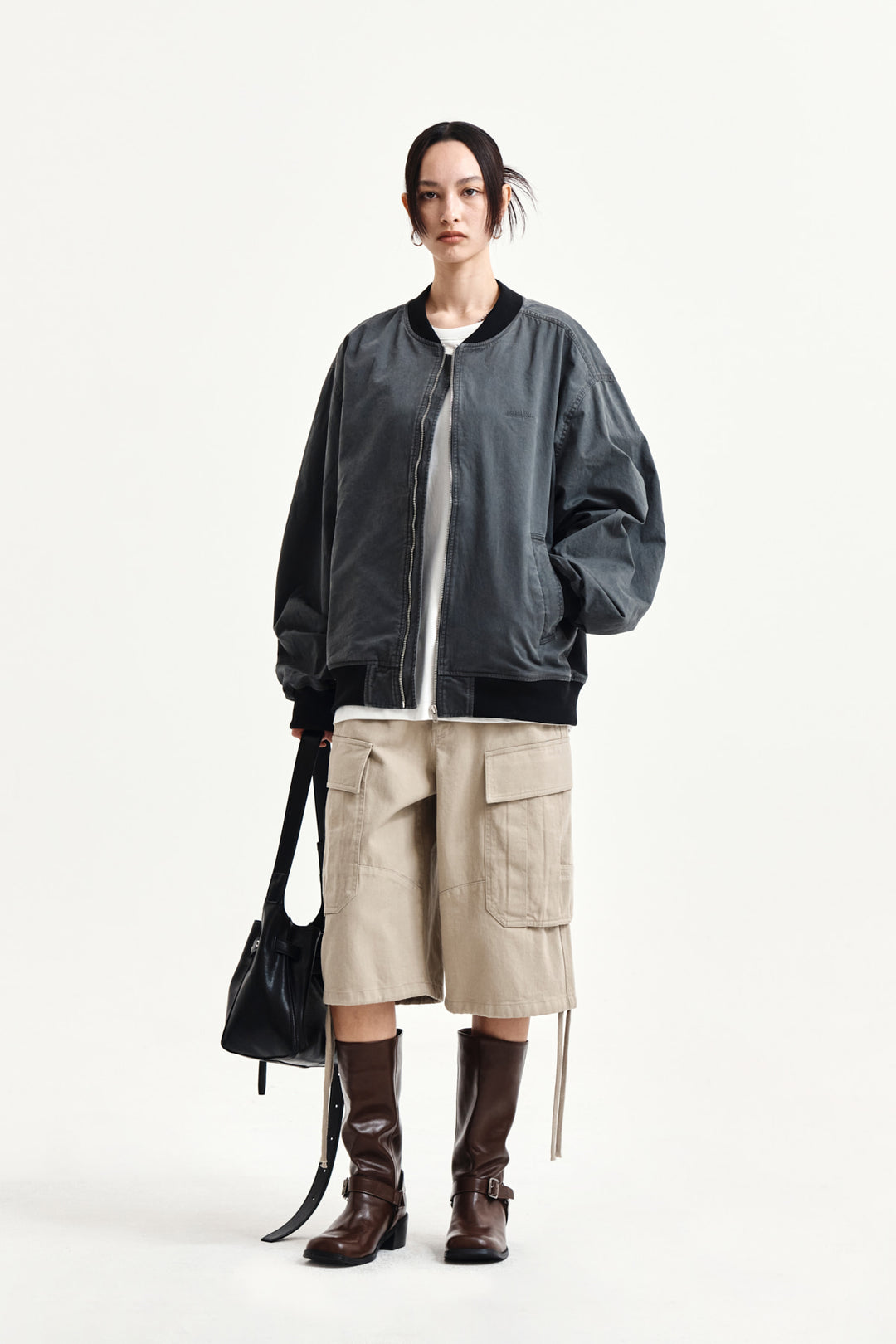 Matin Kim Utility Cargo Bermuda Shorts — Beige