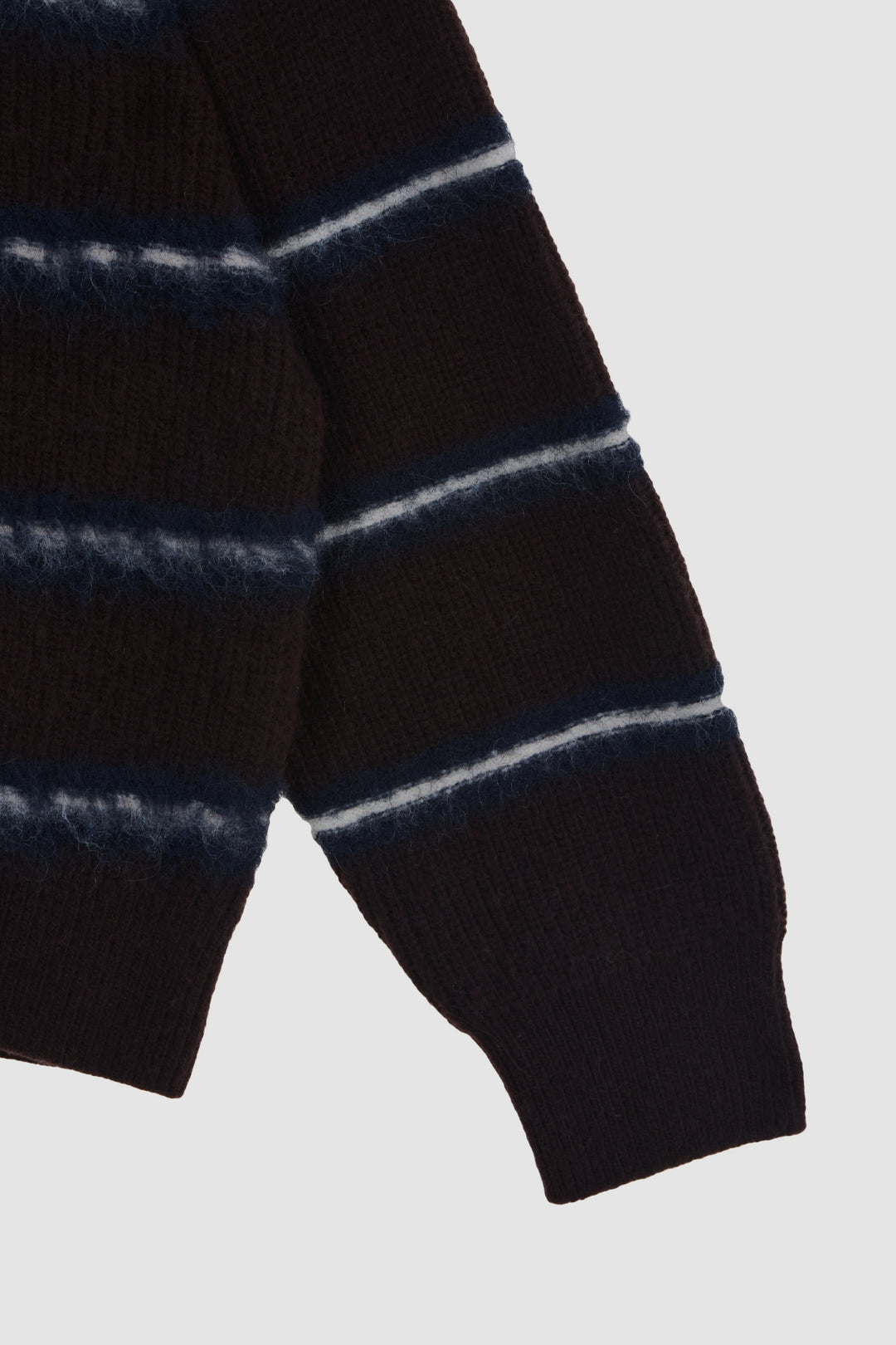 KIMMATIN Hairy Stripe Piqué Knit Top — Brown