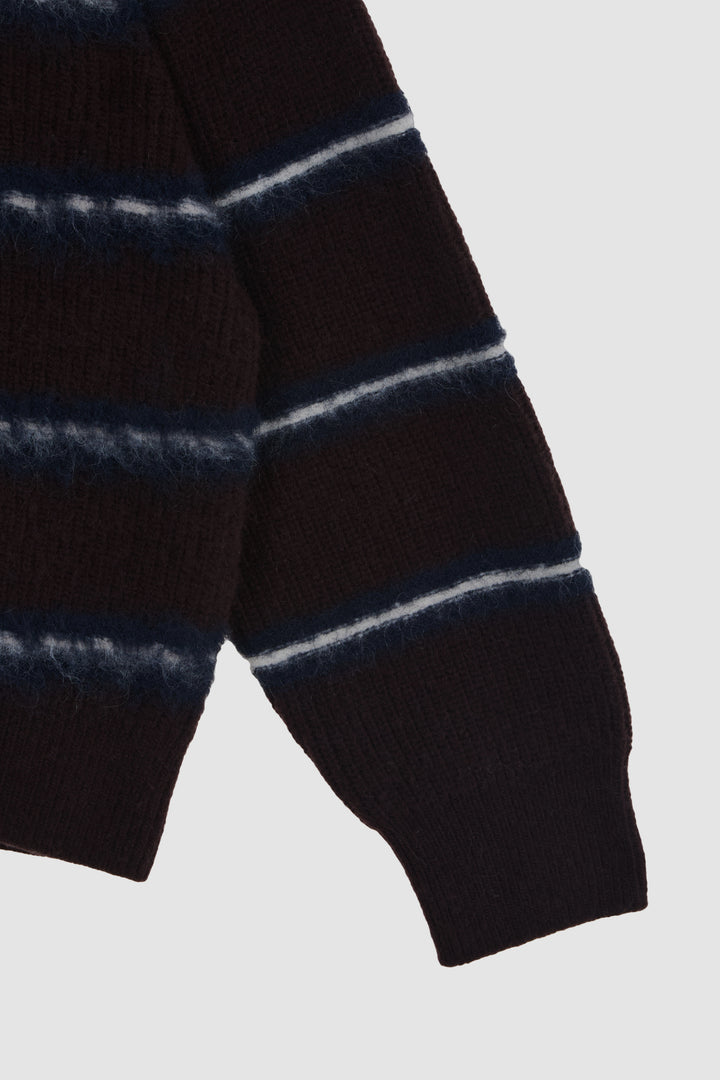KIMMATIN Hairy Stripe Piqué Knit Top — Brown