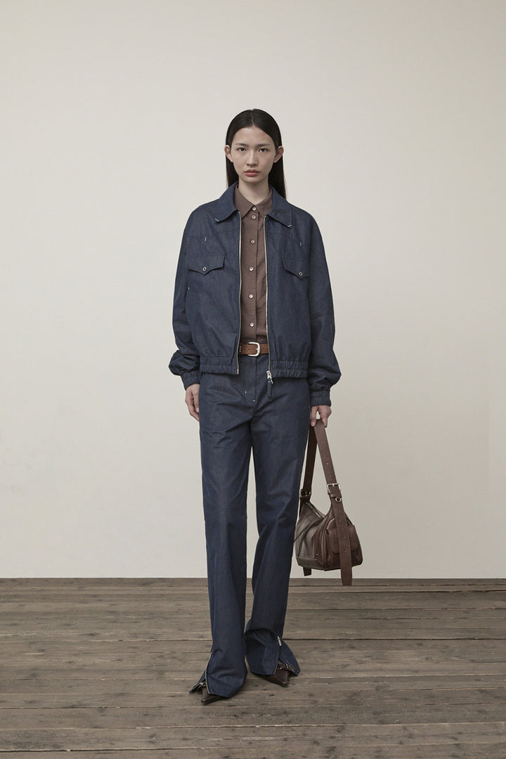 Matin Kim Western Detail Denim Blouson — Navy blue