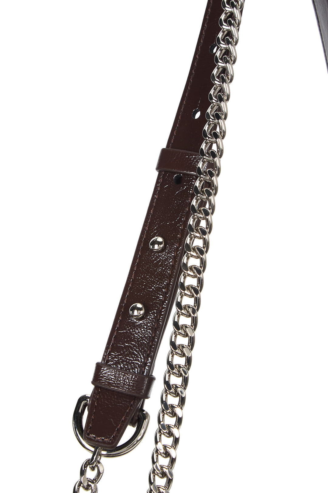 Matin Kim Glossy Quilting Medium Chain Bag — Brown