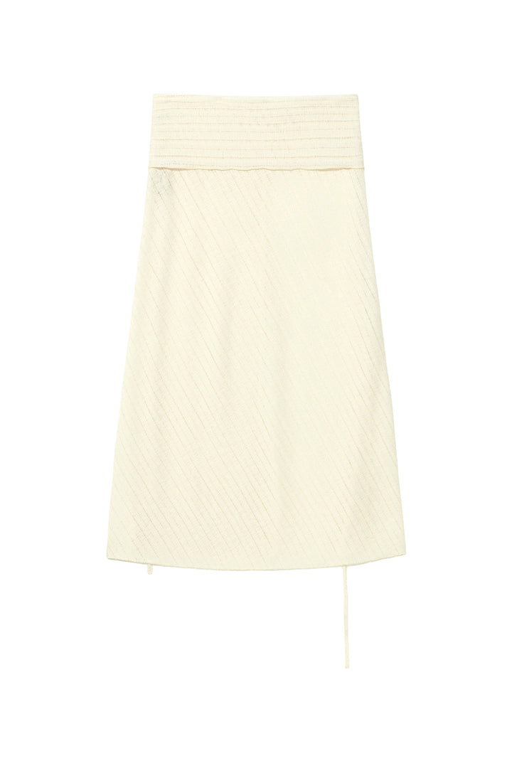 Matin Kim Foldover Layered Maxi Wrap Skirt — Ivory