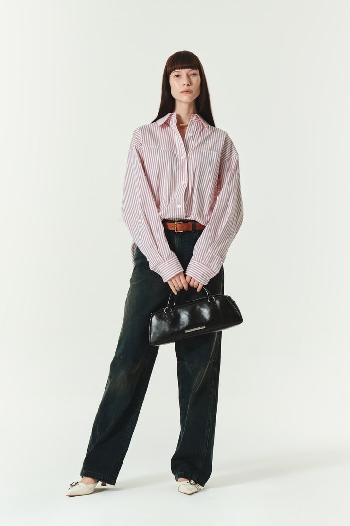 KIMMATIN Two Way Stripe Shirt — Red