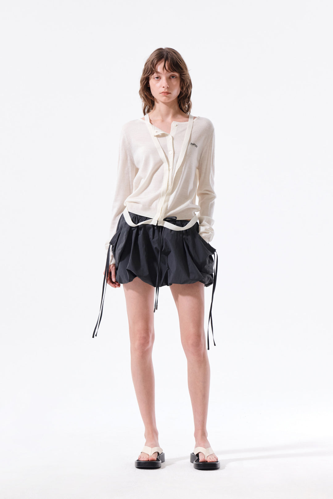 Matin Kim Strap Detail Balloon Skirt — Charcoal
