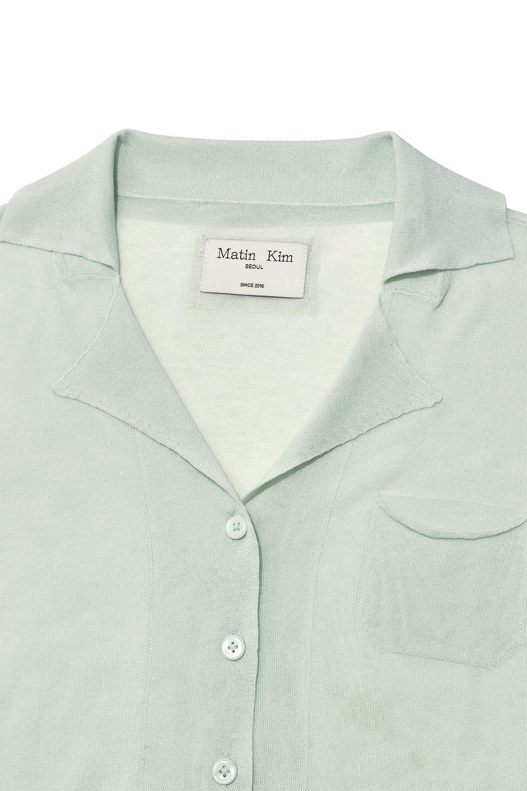 Matin Kim String Point Plain Long Cardigan — Mint