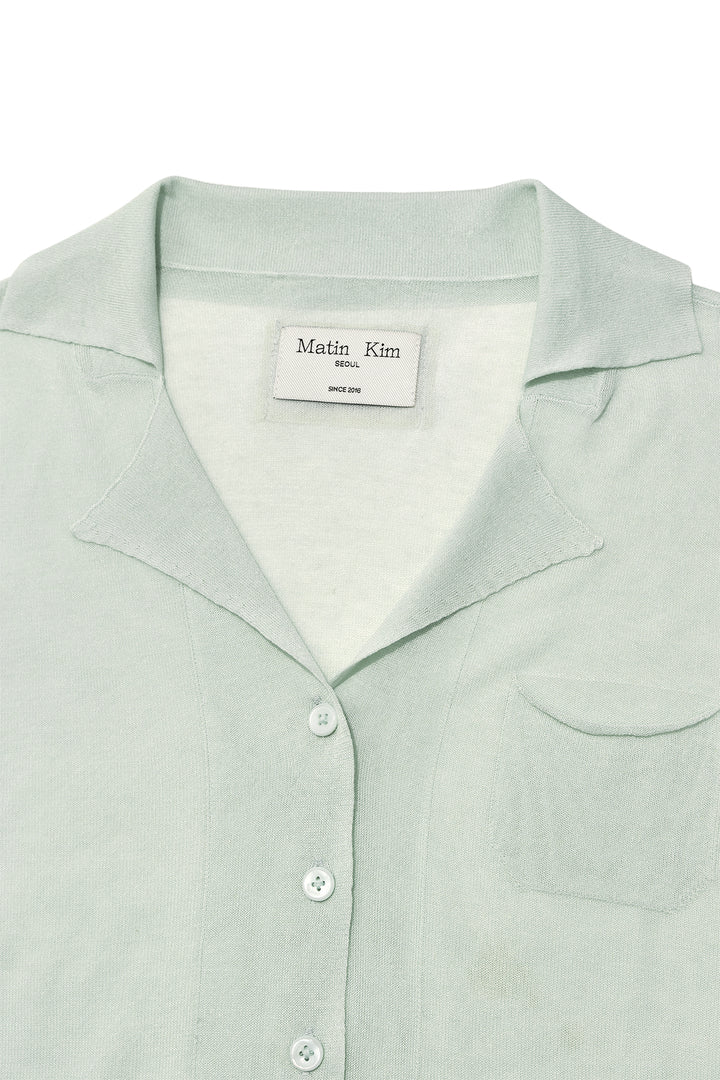 Matin Kim String Point Plain Long Cardigan — Mint