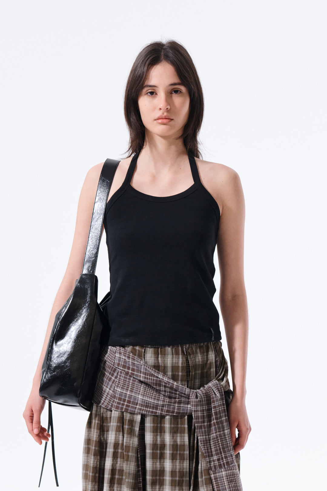 Matin Kim Label Detail Halter Tank — Black
