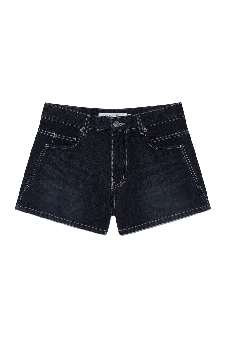 Matin Kim Stitch Point Denim Shorts — Black