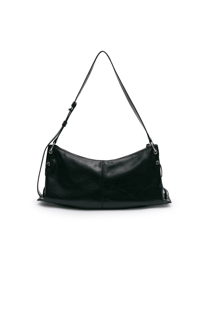 Matin Kim Eyelet Shirring Shoulder Bag — Black