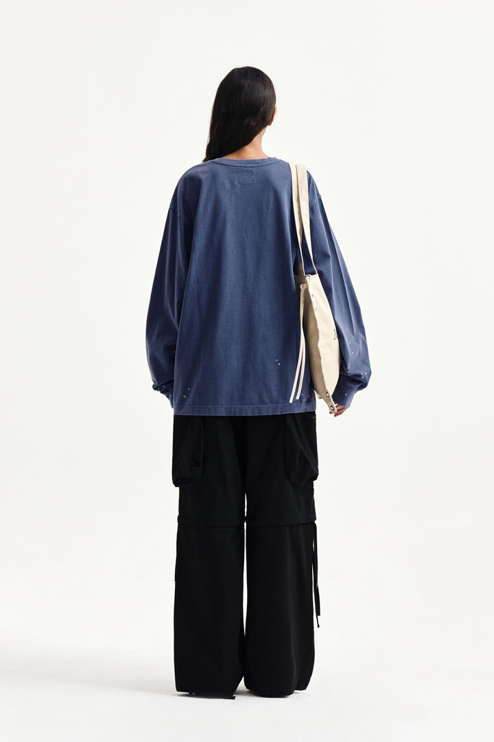 Matin Kim Vintage Washed Logo Top — Blue