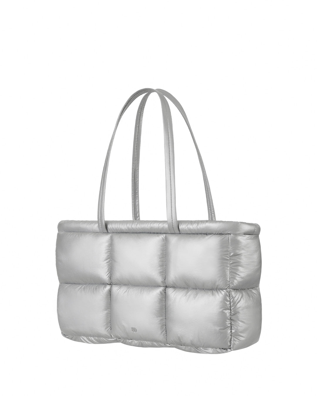 Stand Oil Bubble Bag — Padded Oblong Crossbody — Silver