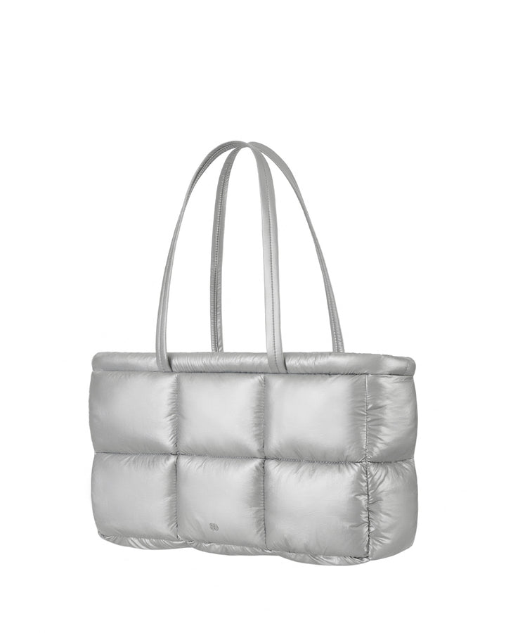 Stand Oil Bubble Bag — Padded Oblong Crossbody — Silver
