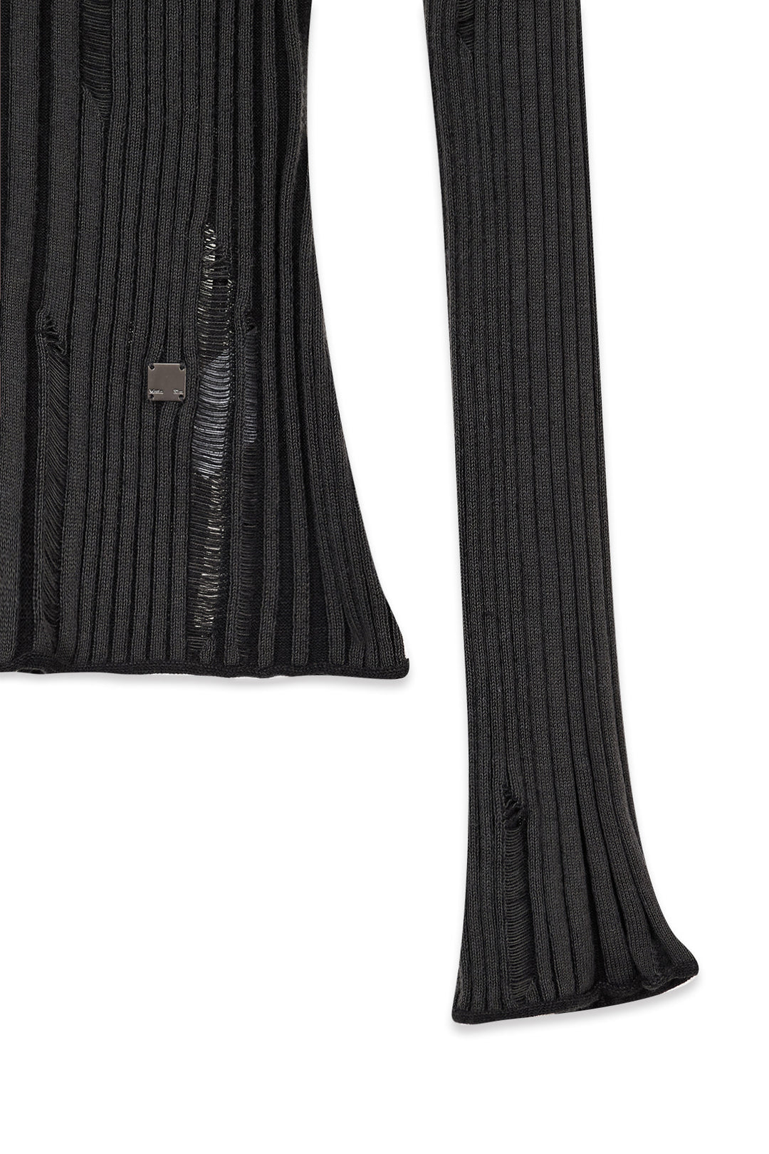 Matin Kim Logo Point Damage Slim Hoody Cardigan — Charcoal