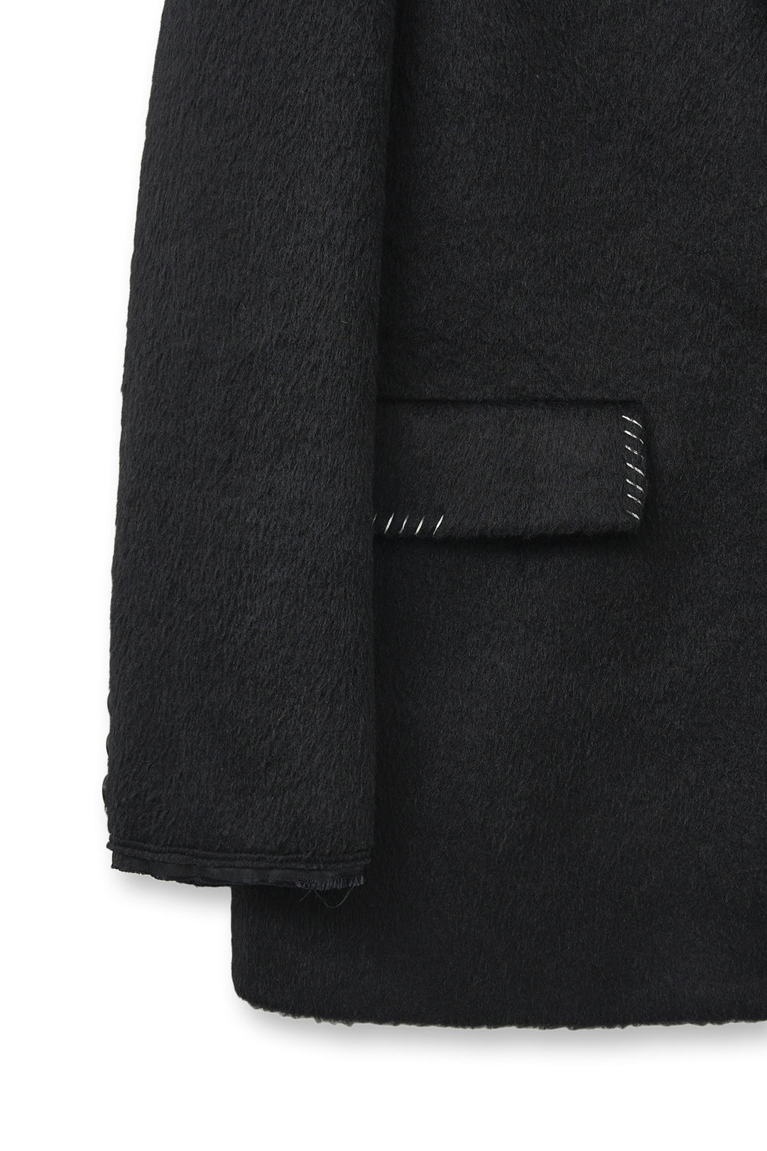 Matin Kim Hairy Overfit Stitch Single Jacket — Black