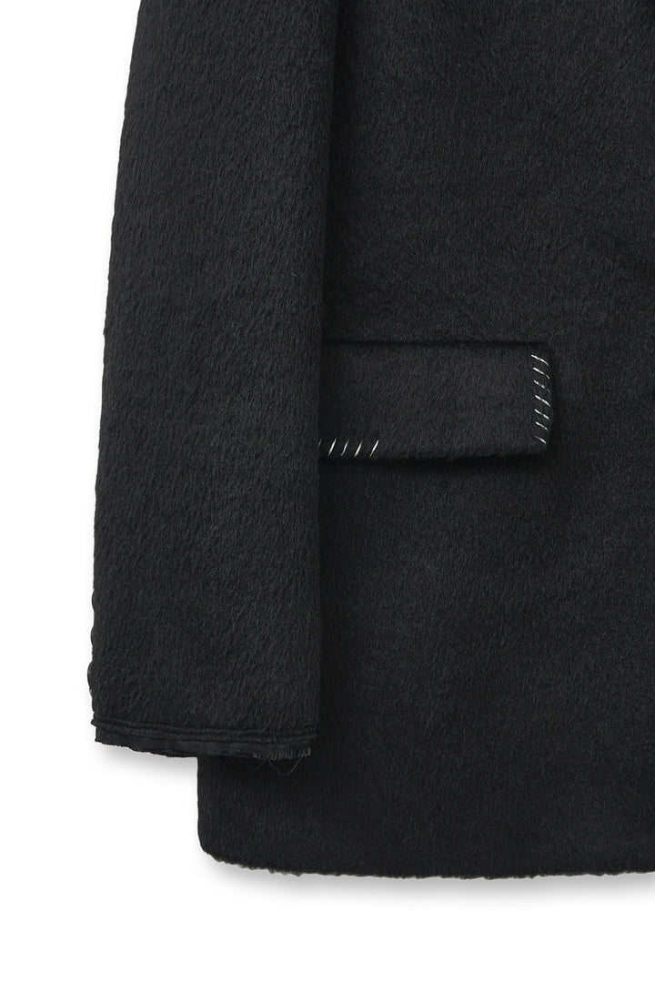 Matin Kim Hairy Overfit Stitch Single Jacket — Black