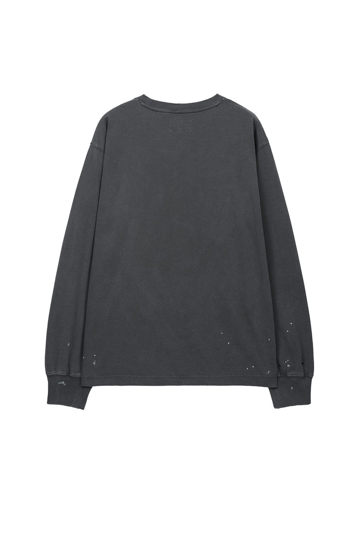 Matin Kim Vintage Washed Logo Top — Charcoal