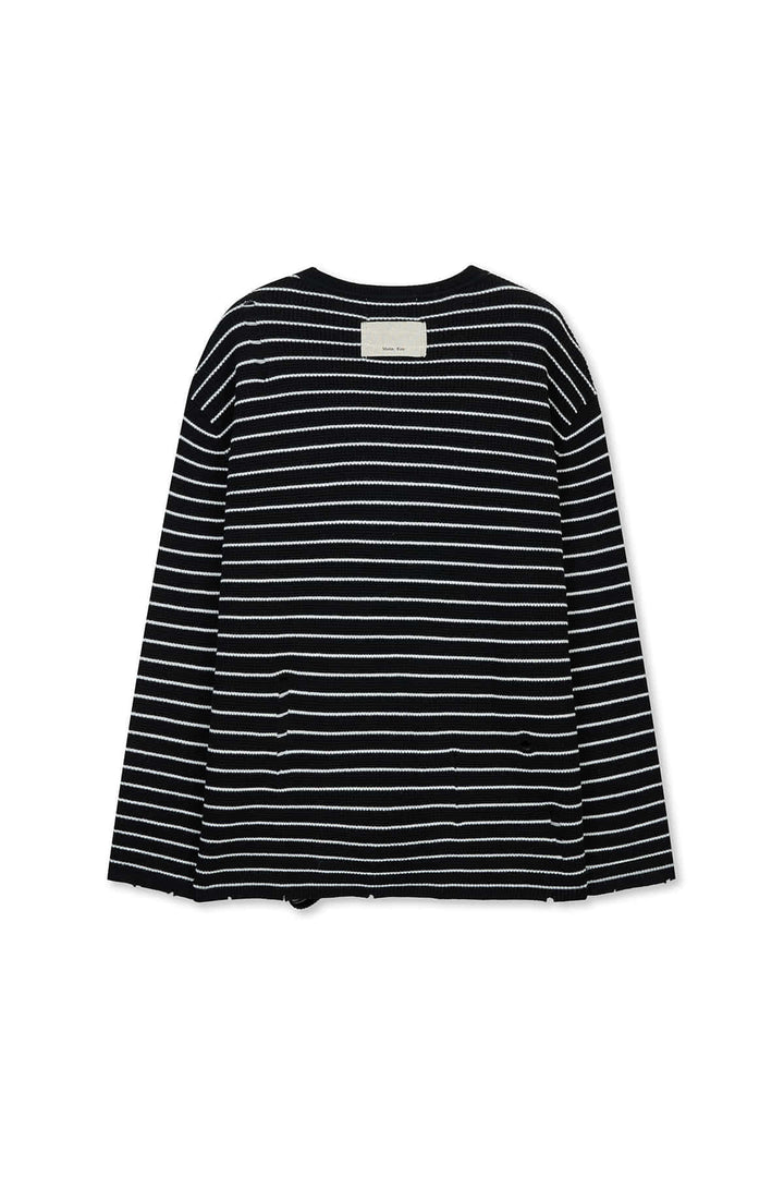 Matin Kim Stripe Damaged Loose Pullover — Black