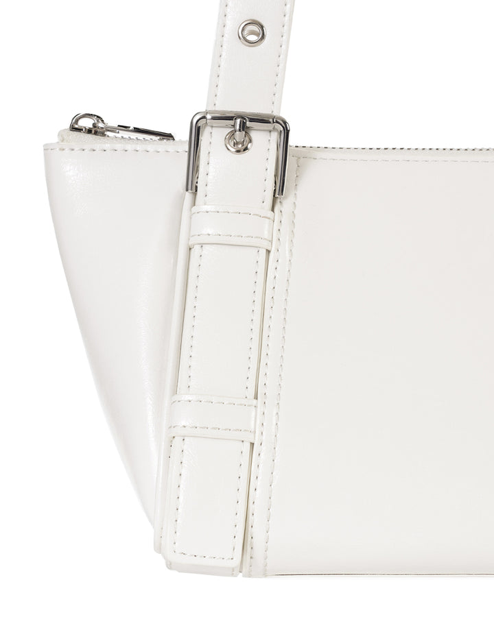 Stand Oil Boat Bag — Glossy Shoulder Crossbody — White