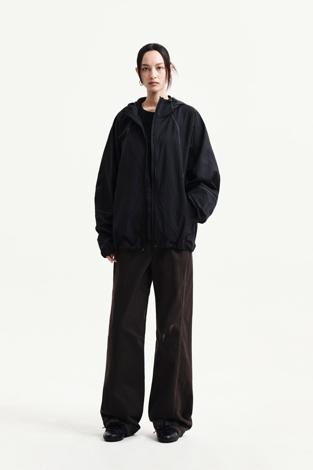 Matin Kim Back Logo Hoody Wind Breaker — Black