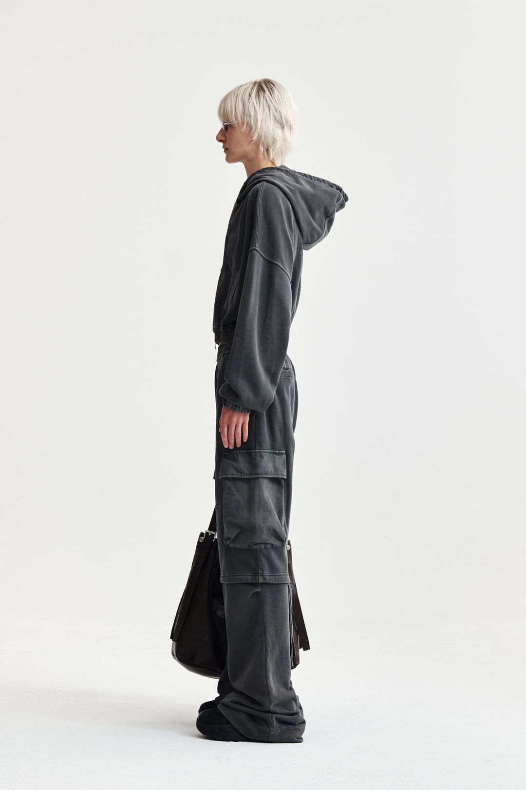 Matin Kim Pigment Dyed Cargo Pants — Charcoal