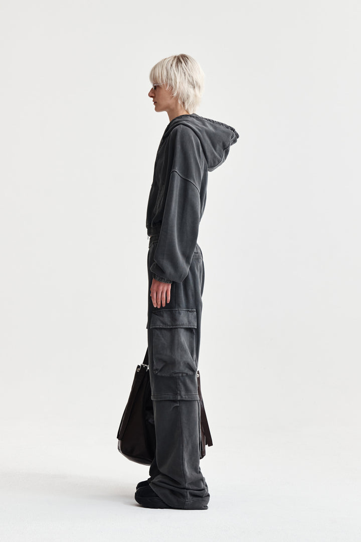 Matin Kim Pigment Dyed Cargo Pants — Charcoal