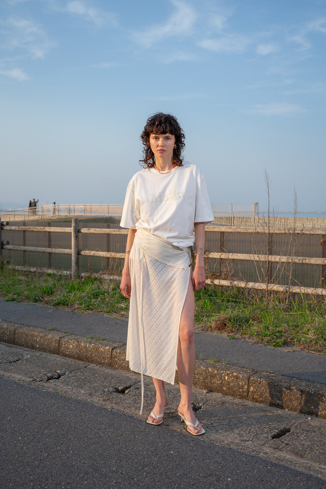 Matin Kim Foldover Layered Maxi Wrap Skirt — Ivory
