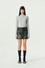 KIMMATIN Washed Faux Leather Mini Skirt — Gray