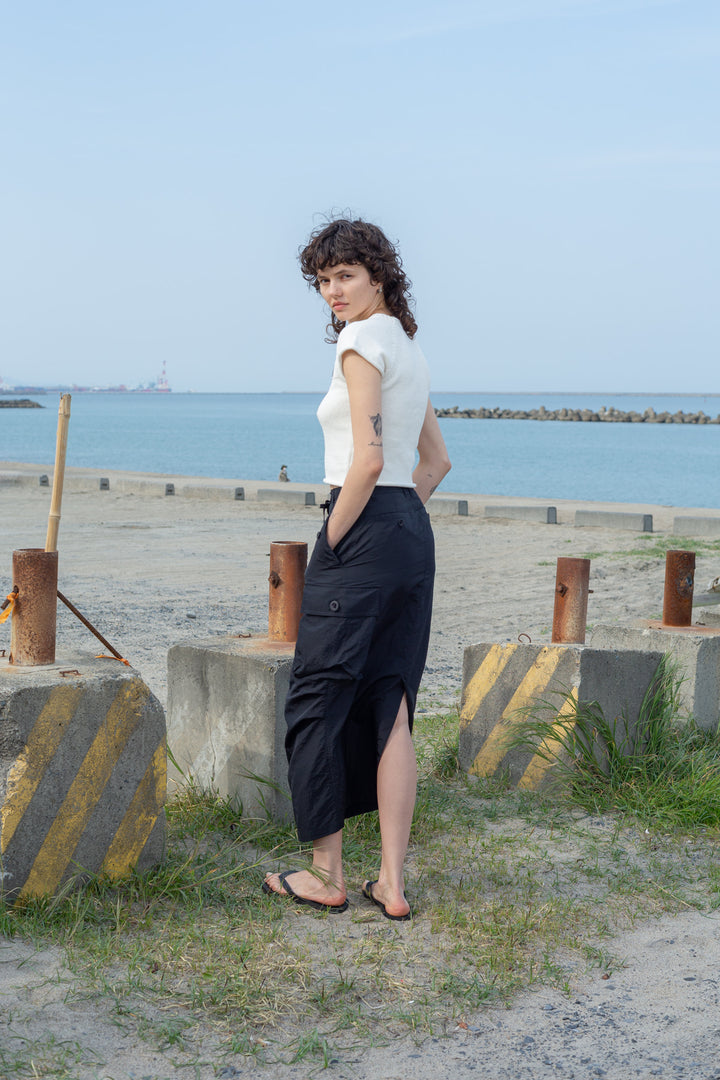 Matin Kim String Nylon Cargo Skirt — Black