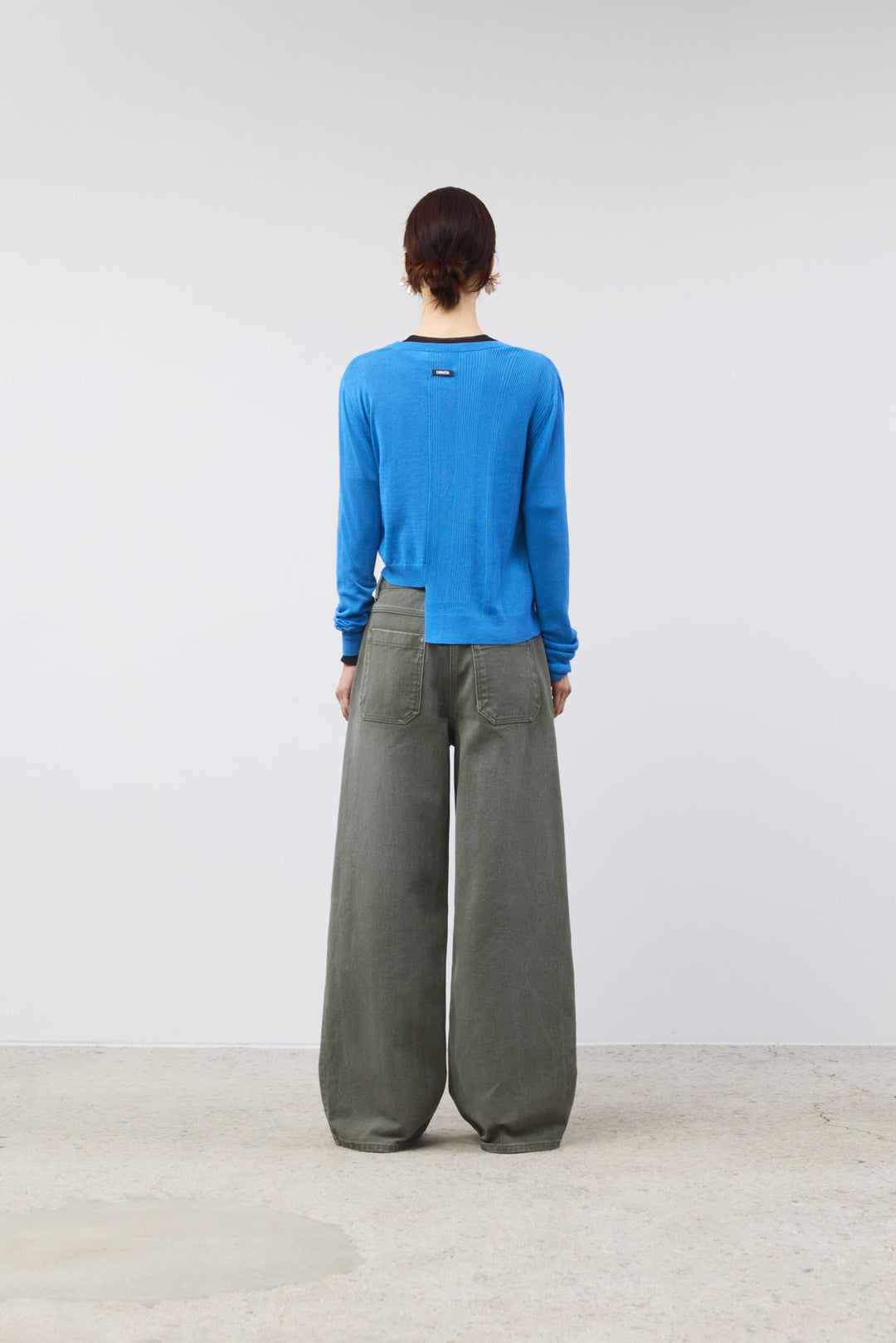 KIMMATIN Unbalance Slim Cardigan — Blue