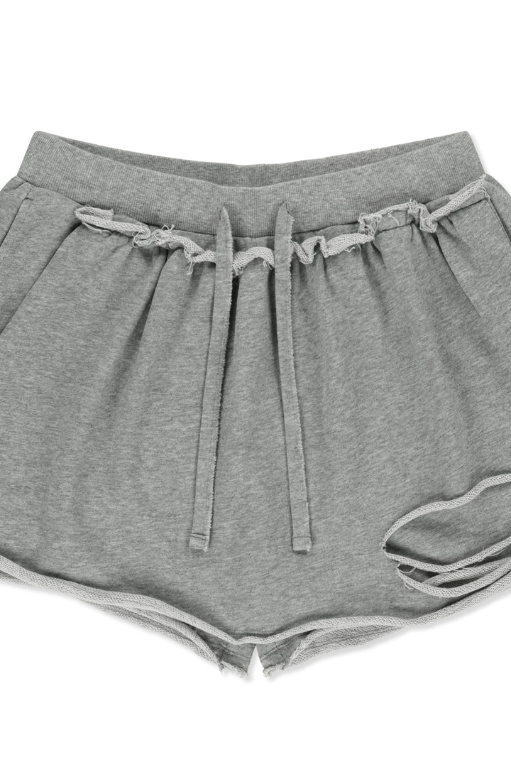 Matin Kim Distressed Terry Skort Shorts — Gray