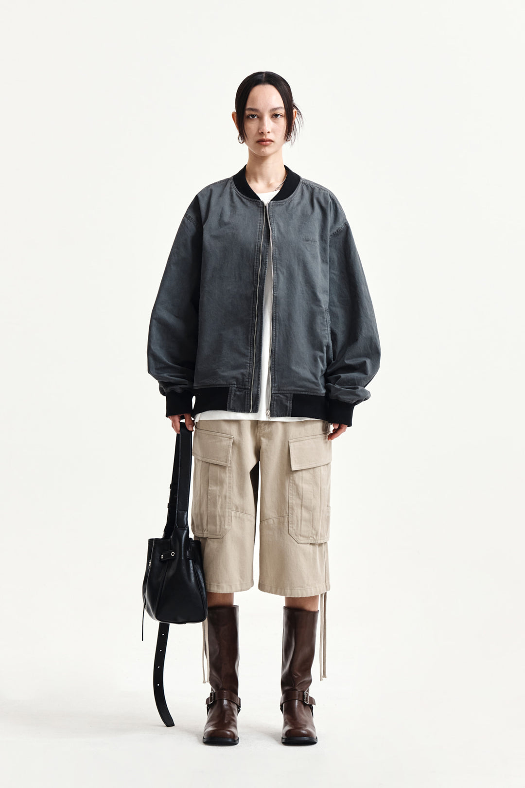 Matin Kim Utility Cargo Bermuda Shorts — Beige