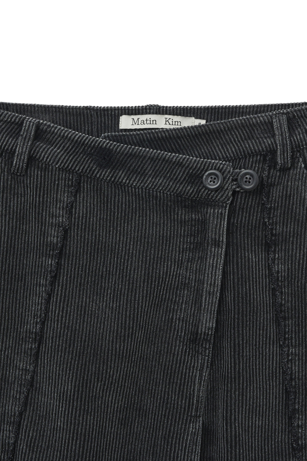 Matin Kim Washed Corduroy Wrap Skirt — Black
