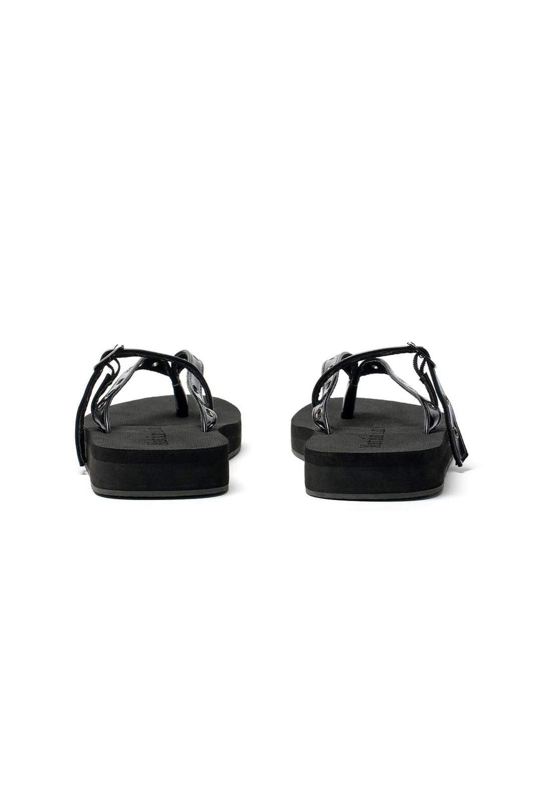 Matin Kim Buckle Eyelet Slippers — Black