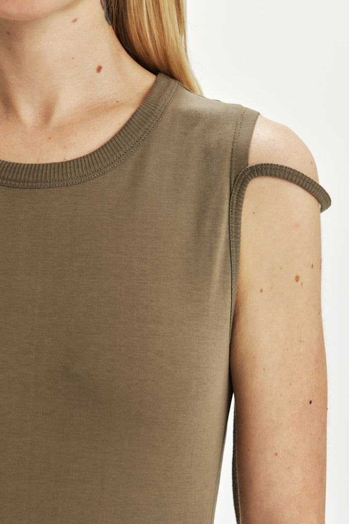 KIMMATIN Strap Point Maxi Dress — Khaki