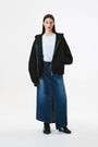 KIMMATIN Foldover Vintage Washed Denim Skirt — Blue