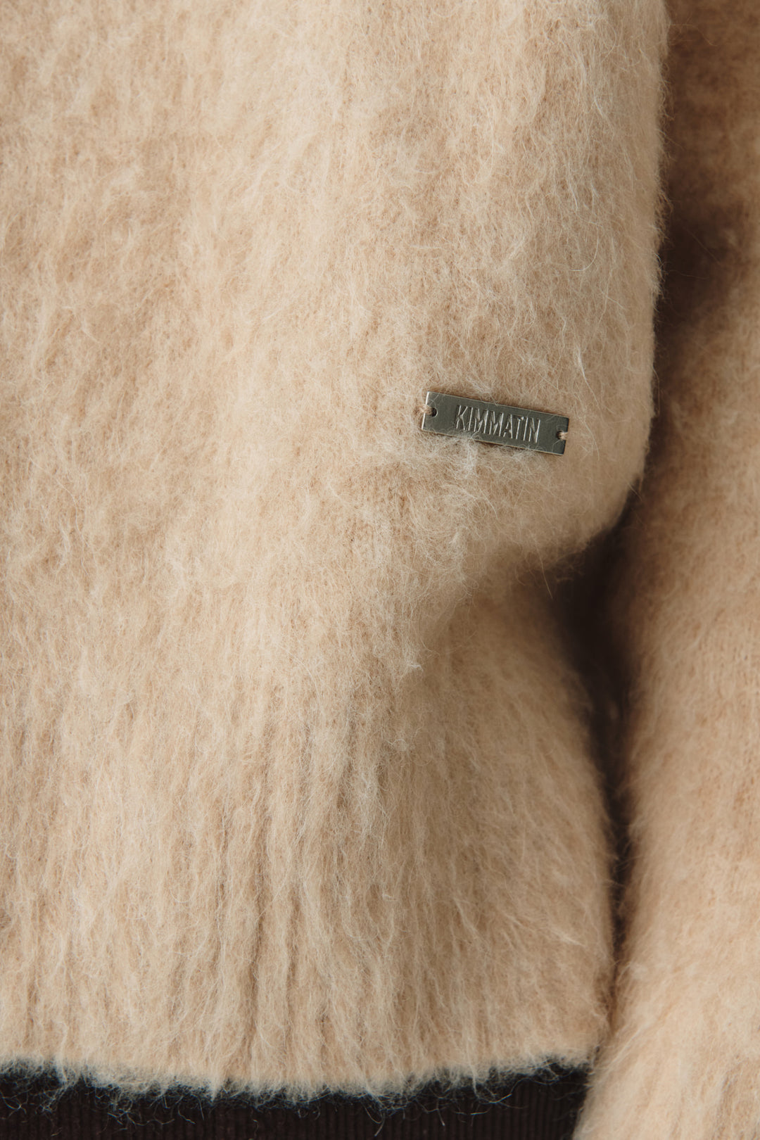 KIMMATIN Button High Neck Alpaca Blend Sweater — Beige