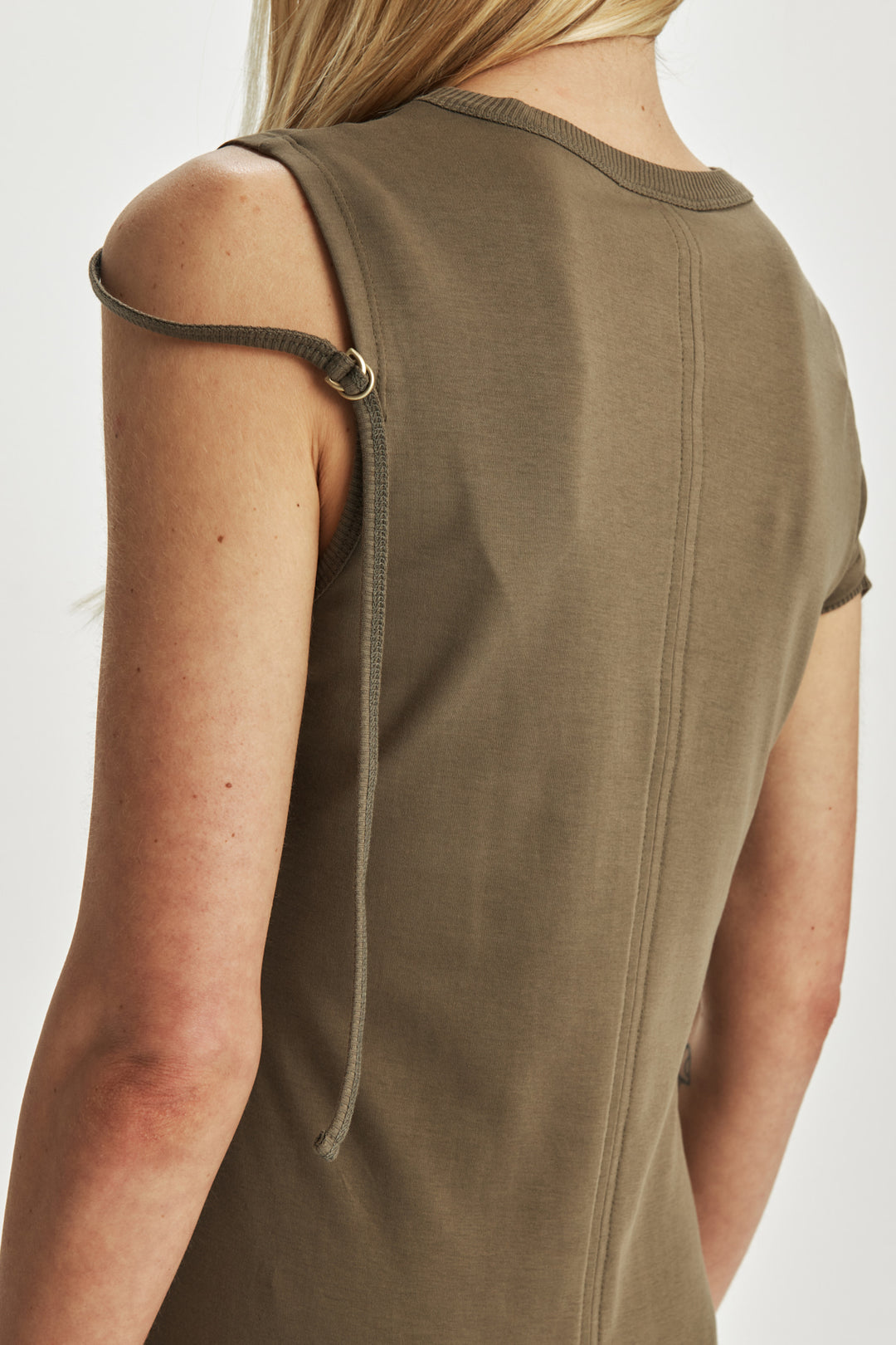 KIMMATIN Strap Point Maxi Dress — Khaki