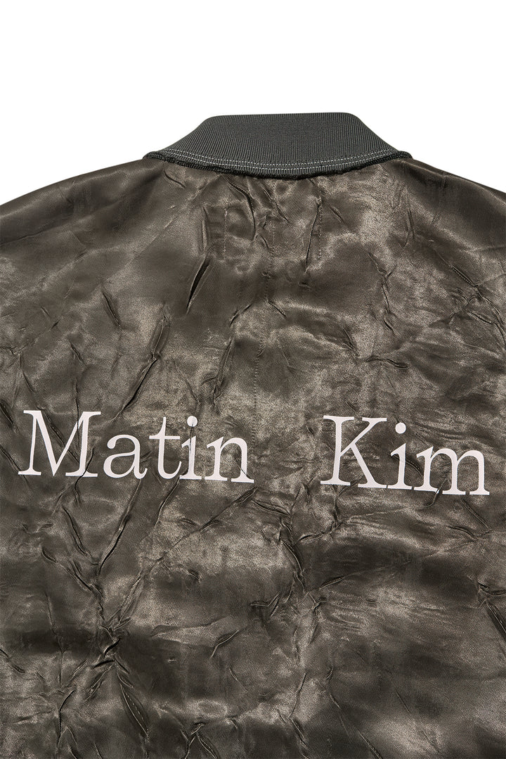 Matin Kim Back Logo Crinkle Blouson — Khaki