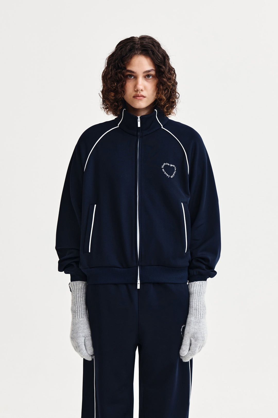Matin Kim Heart Logo Track Jumper — Navy blue