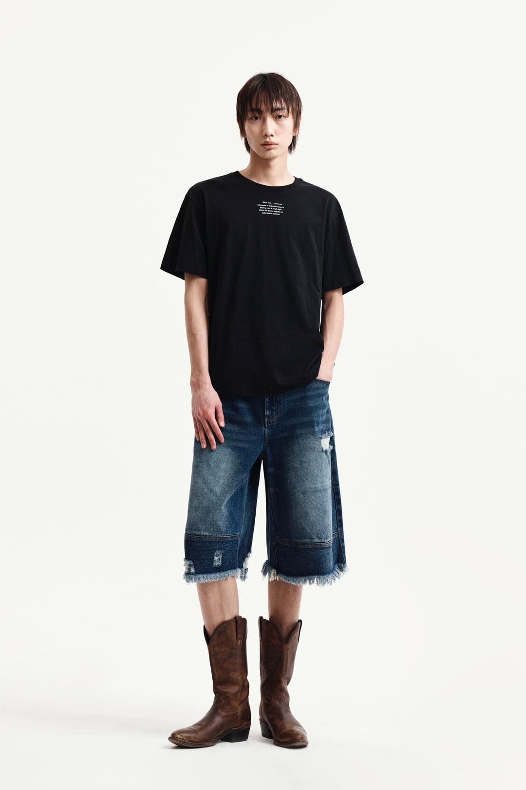 Matin Kim Label Point Lettering Top — Black