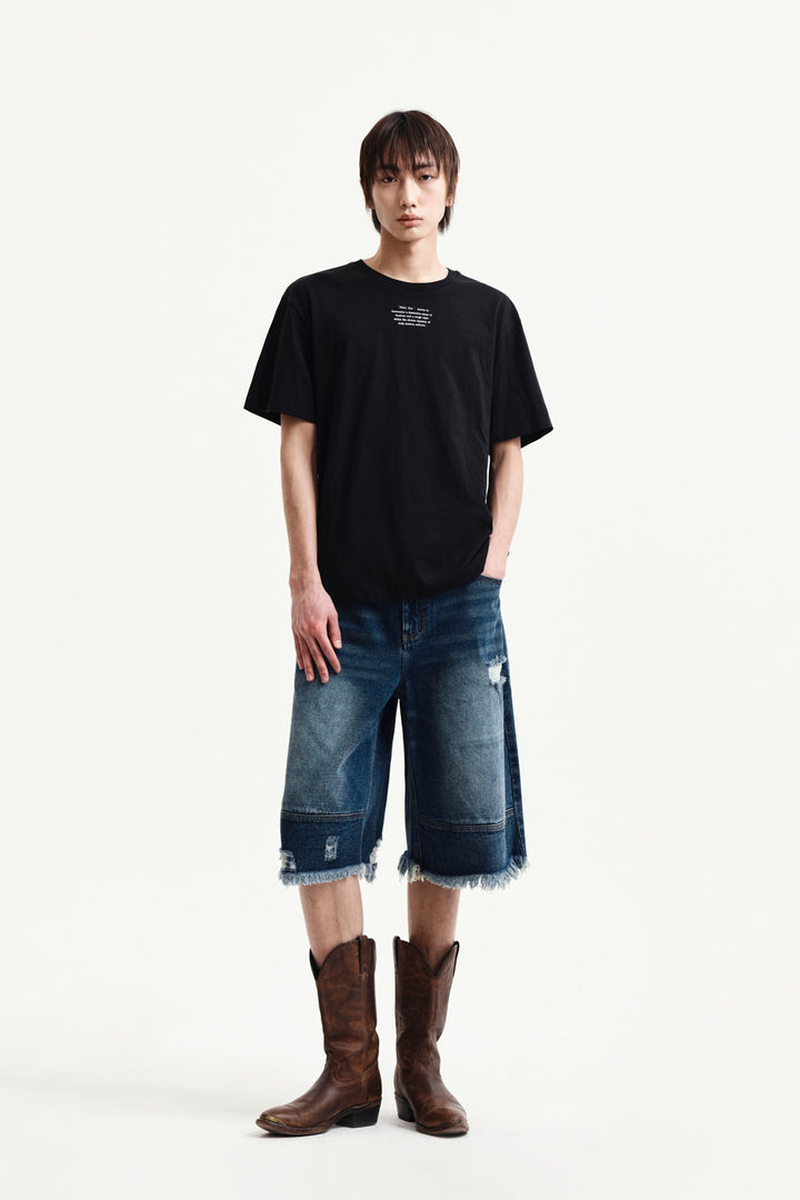 Matin Kim Label Point Lettering Top — Black